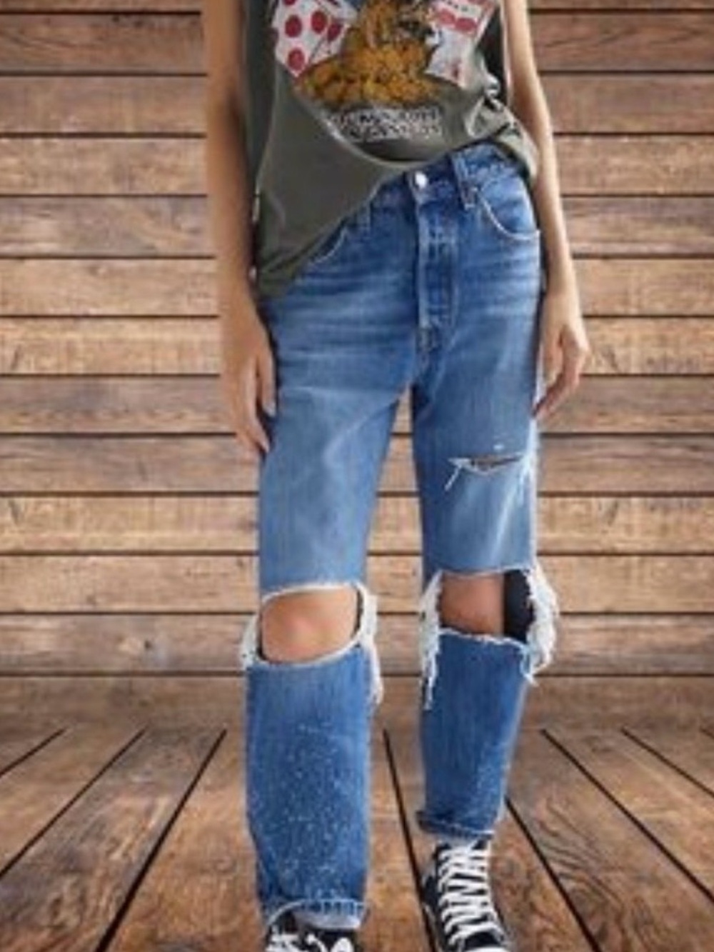 Levi's Blue Distressed Ripped Jeans